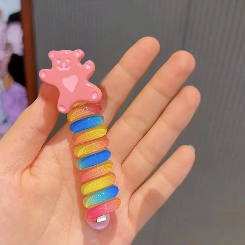 1 Dây Buộc Tóc Cao Su Co Giãn Hình Cầu Vồng Dễ Thương Cho Bé
