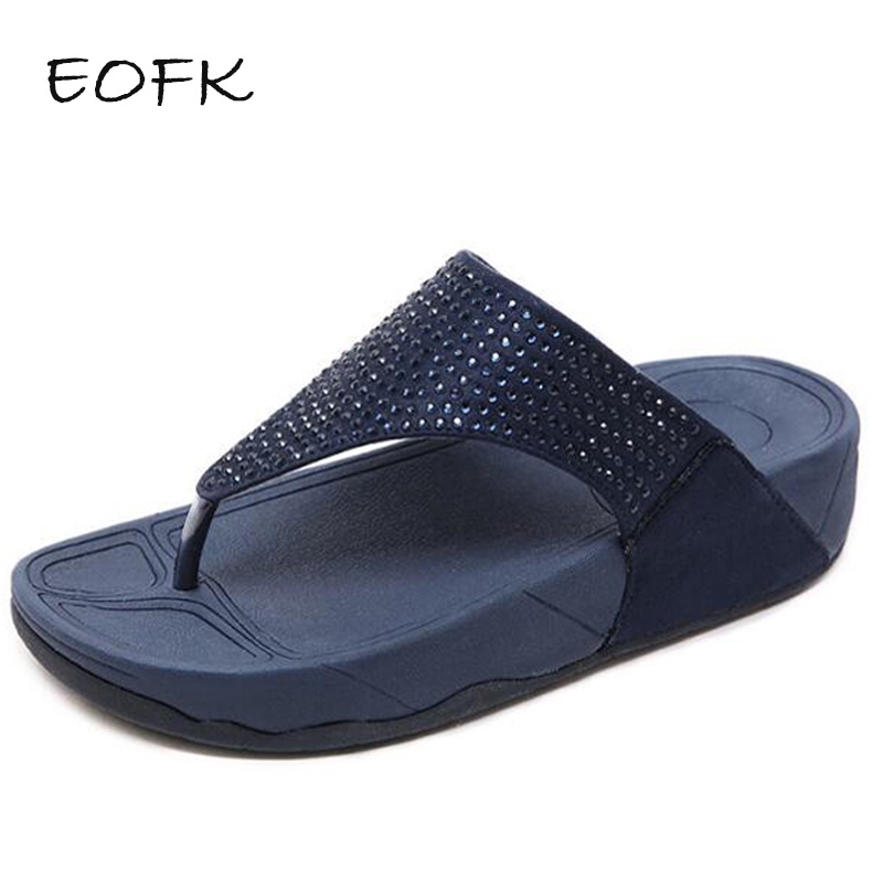FITFLOP Eofk Dép Xỏ Ngón Đế Phẳng Đính Kim Cương Pha Lê Lấp Lánh Thoải Mái Thời Trang Mùa Hè Đi Biển Dành Cho Nữ