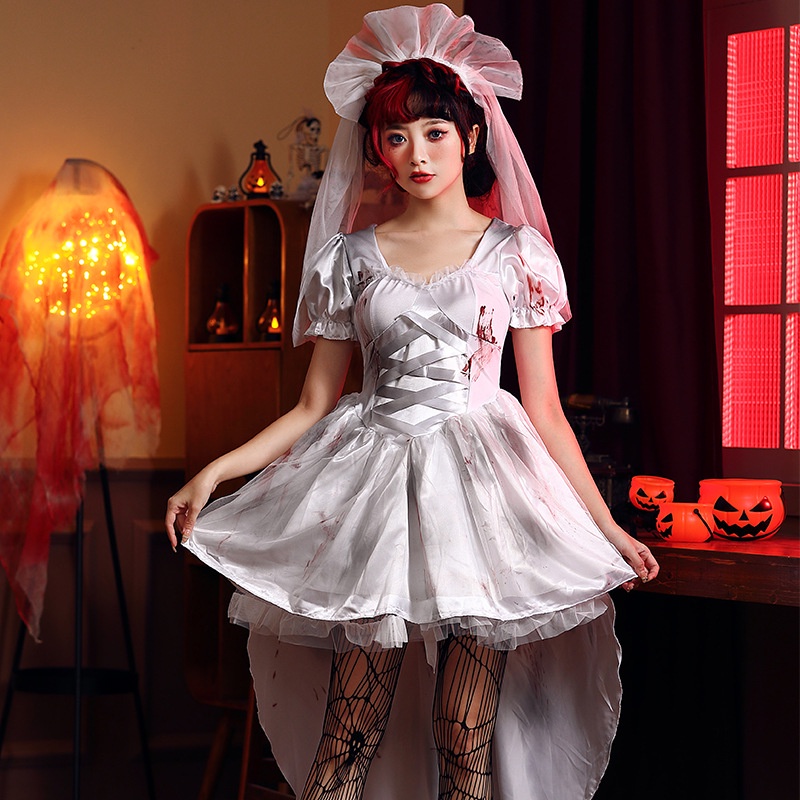 Đầm Cô Dâu Ma Máu Màu Trắng Hóa Trang halloween / Giáng Sinh Cho Nữ