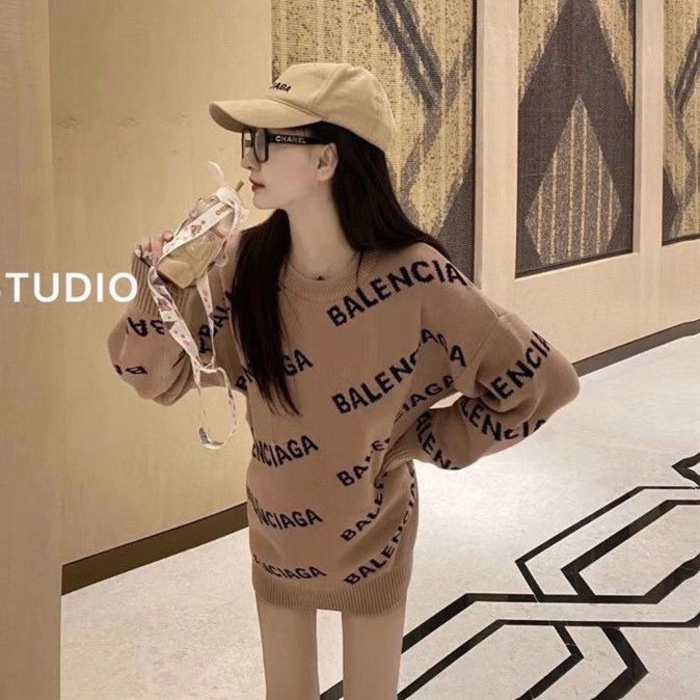 Áo sweater Dệt Kim Chui Đầu Dáng Rộng Phong Cách balenciag Thời Trang Mới 2023