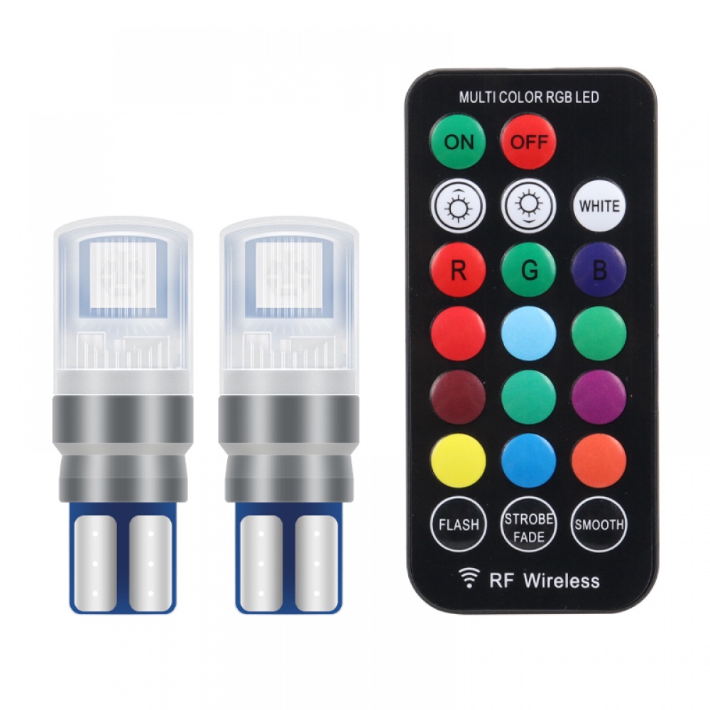 Rgb Đèn led t10 w5w led 194 168 w5w 5050 smd 12v Kèm Điều Khiển Từ Xa Cho Xe Hơi