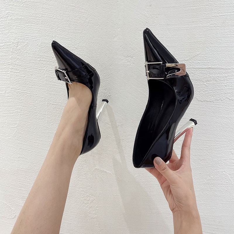 Giày Cao Gót Mũi Nhọn Chất Liệu Da Bóng Thời Trang Mùa Xuân 2023 size 35-41