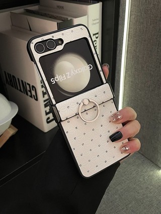 Vòng khoan điểm lấp lánh đơn giản sang trọng Hàn Quốc Màu trơn cho Samsung Galaxy Z Flip 7 fe Z Flip6 ZFlip 5 Zflip6 Zflip7 Ốp điện thoại chống sốc