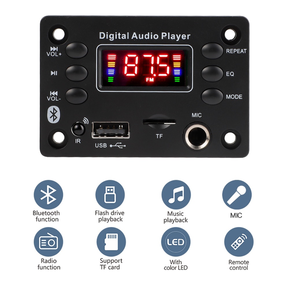 Bảng Mạch Khuếch Đại Âm Thanh 150w 12v 6.5mm fm radio tf usb Cho Xe Hơi