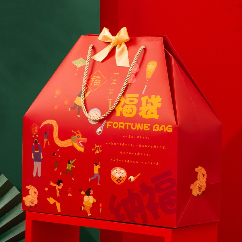 Túi Giấy Đựng Quà Họa Tiết Năm Mới 2024 Phong Cách Trung Hoa