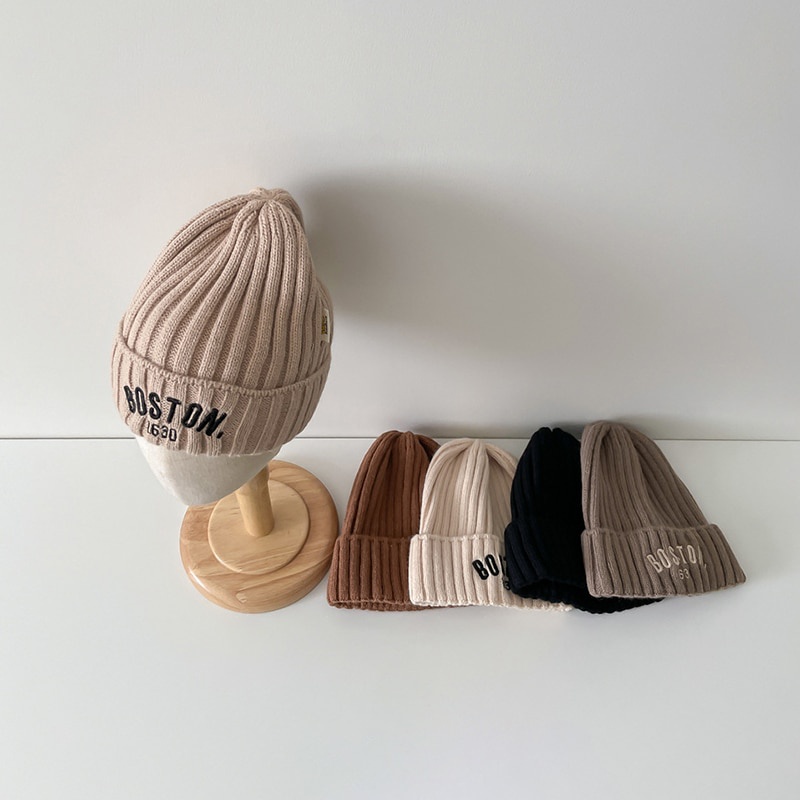 Thời Trang Mũ beanie Dày Dặn Thêu Chữ Chống Gió Cho Bé