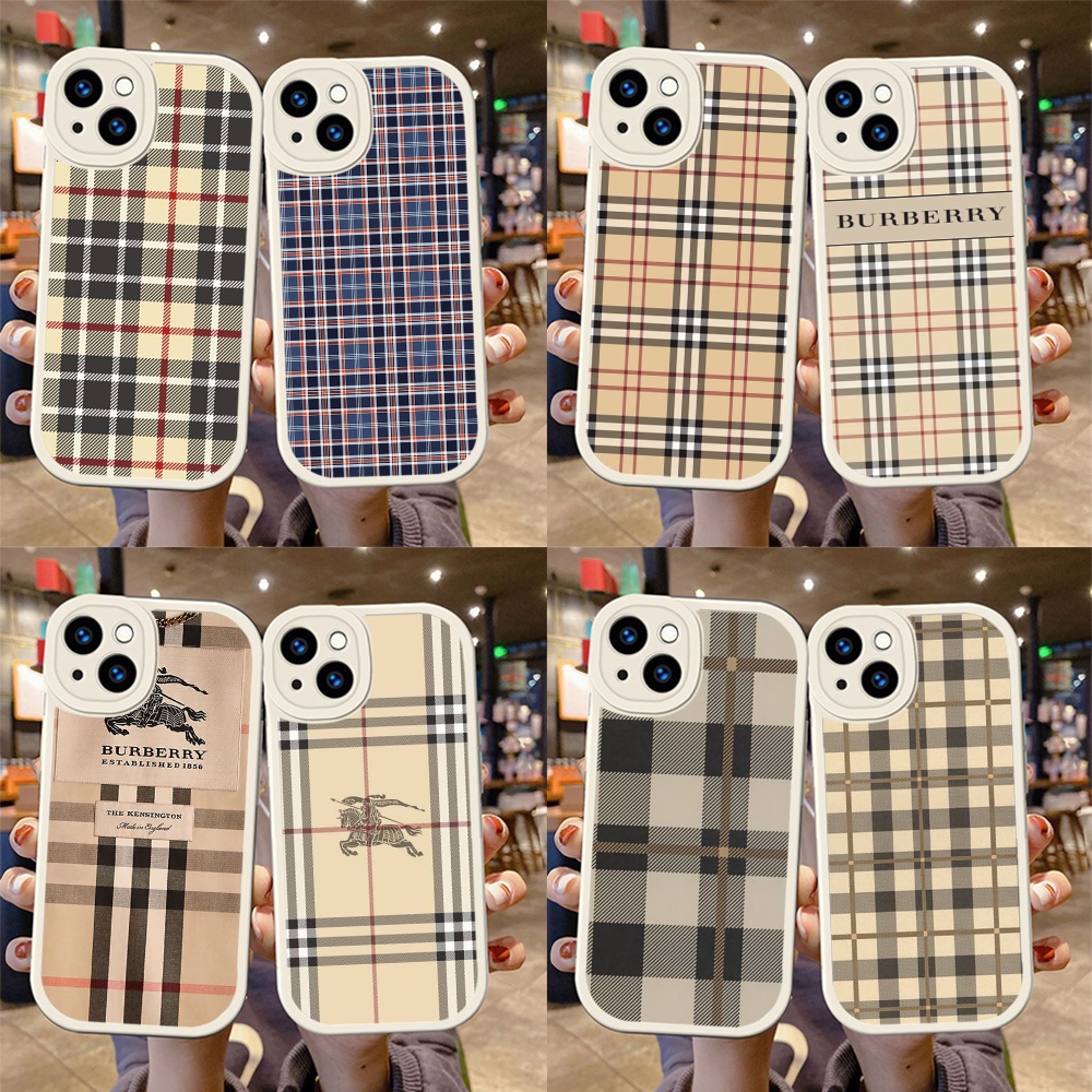Ốp Điện Thoại Silicon Dẻo Bề Mặt Đánh Bóng Bảo Vệ Ống Kính Cho iphone 12 13 14 pro max t47 burberry