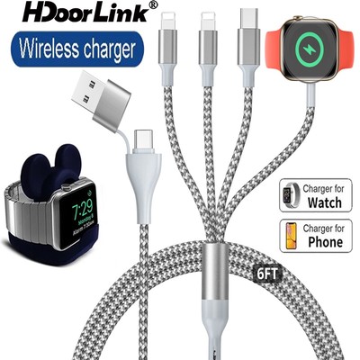 Hdoorlink Dây Cáp Sạc usb a / type-c 6 Trong 1 Cho i-watch series 8 / 7 / 6 / se / 5 / 4 / 3 / 2 / 1