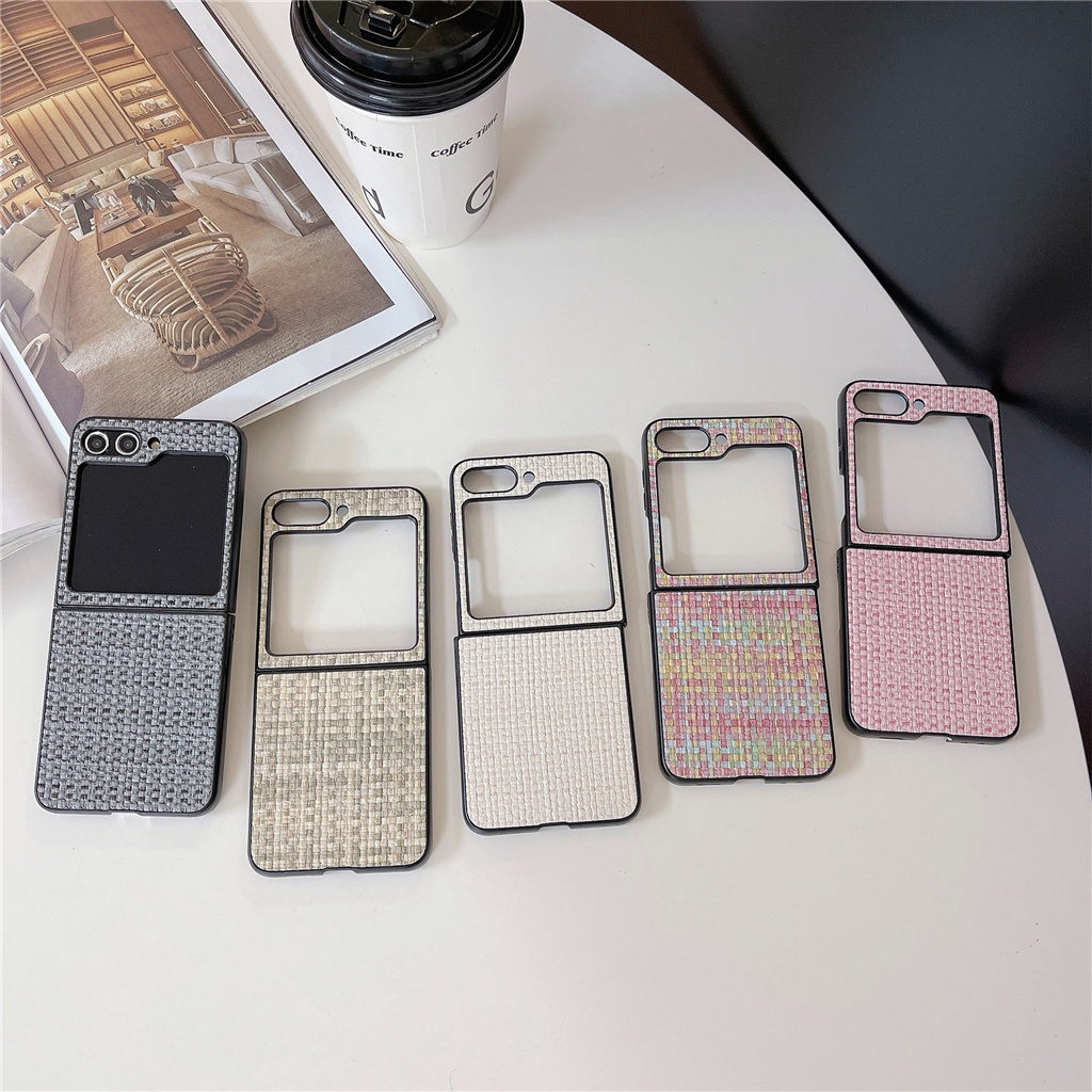 Sang Trọng Ốp Điện Thoại Họa Tiết Dệt Màu Sắc Ngọt Ngào Chống Sốc Cho samsung z flip5 5g z flip5 z f