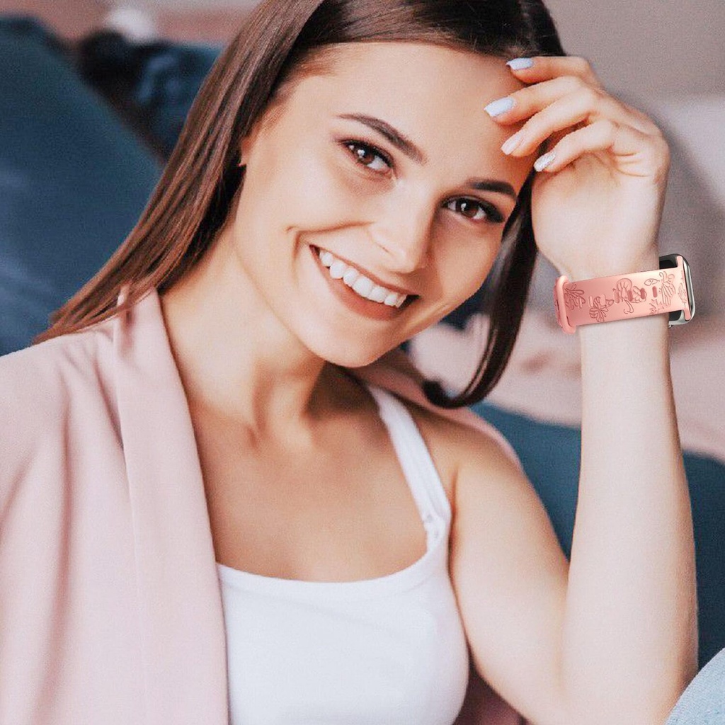 Dây Đeo Đồng Hồ Bằng laser In Họa Tiết Bướm Cho apple watch 40mm 41mm 38mm 42mm 44mm 45mm 49mm 9 8 7 ultra se