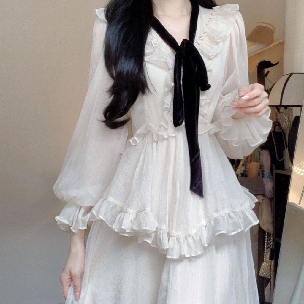 Váy hot xu hướng trong Năm Nay, Bộ Đồ Lụa Trắng Áo Sơ Mi Trắng, Váy Nửa Người dáng dài cho nữ