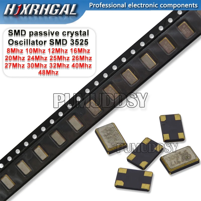 Set 10 Đá Thạch Anh smd 3225 8mhz 10mhz 12mhz 16mhz 20mhz 24mhz 26mhz 30mhz 32mhz 40mhz 48mhz 8.000m