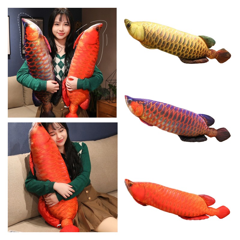 Thú Nhồi Bông Hình Cá Chép / Mèo / Cá Vàng Sống Động Mềm Mại Thoải Mái