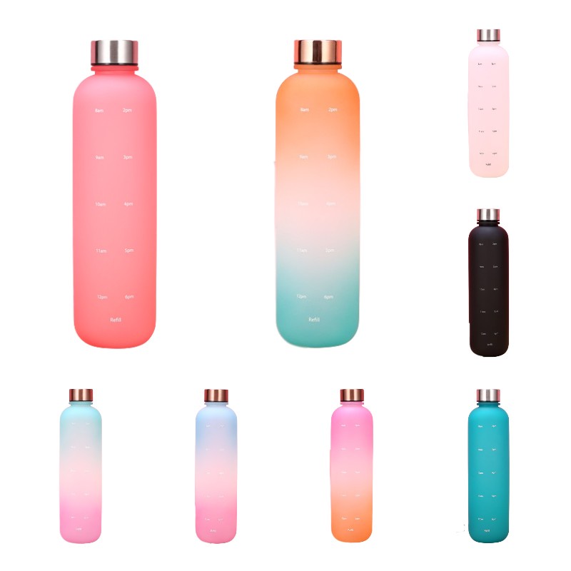 Bình nước thể thao BACKPACK BEAR 1000ml dung tích lớn màu gradient nhỏ gọn ngoài trời làm quà tặng bạn gái