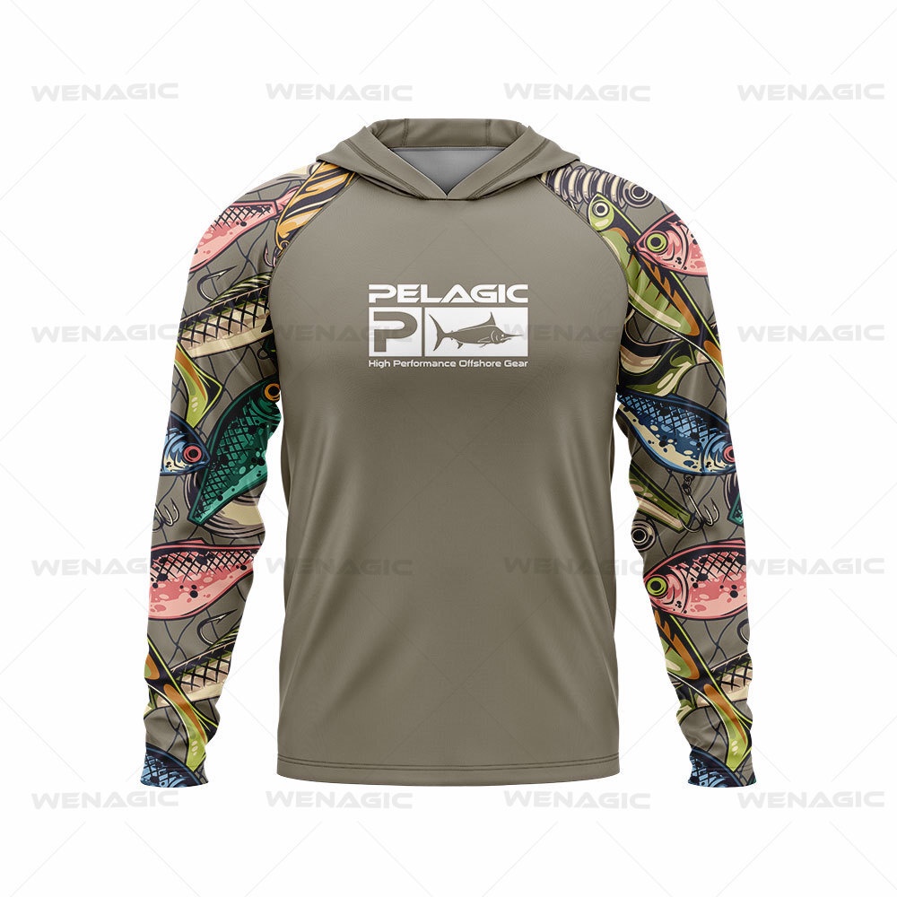 Pelagic Áo Thun Tay Dài Có Mũ Trùm Thoáng Khí Chống Nắng Thời Trang Mùa Hè Cho Nam