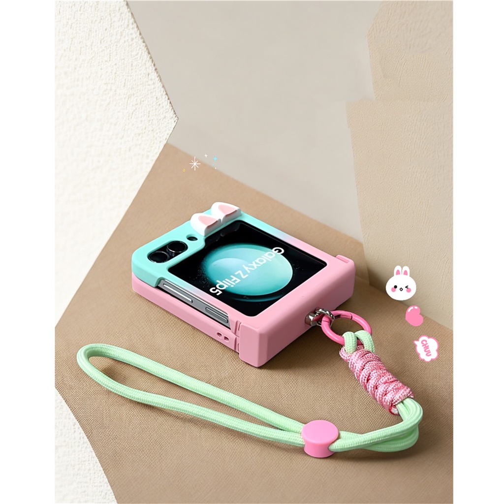 Ốp Điện Thoại Họa Tiết Tai Mèo Hoạt Hình Dễ Thương Cho galaxy z flip 5 z flip5 flip5 zflip5