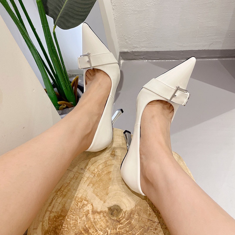 Giày Cao Gót Mũi Nhọn Chất Liệu Da Bóng Thời Trang Mùa Xuân 2023 size 35-41
