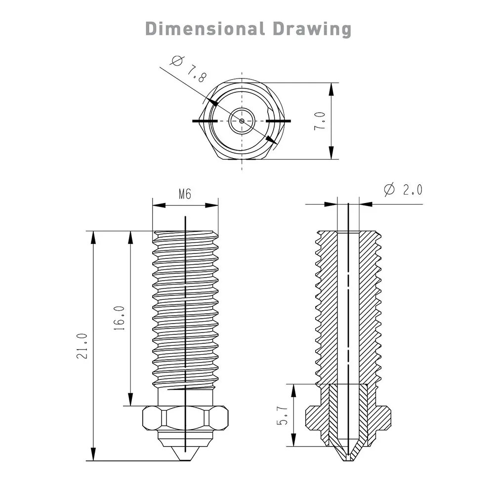 Vòi Phun Nước 0.4 / 0.6 / 0.8mm Chất Lượng Cao Cho Máy In 3d°Vòi Phun Chuyên Dụng Cho Máy In 3d sidewinder x1 & x2