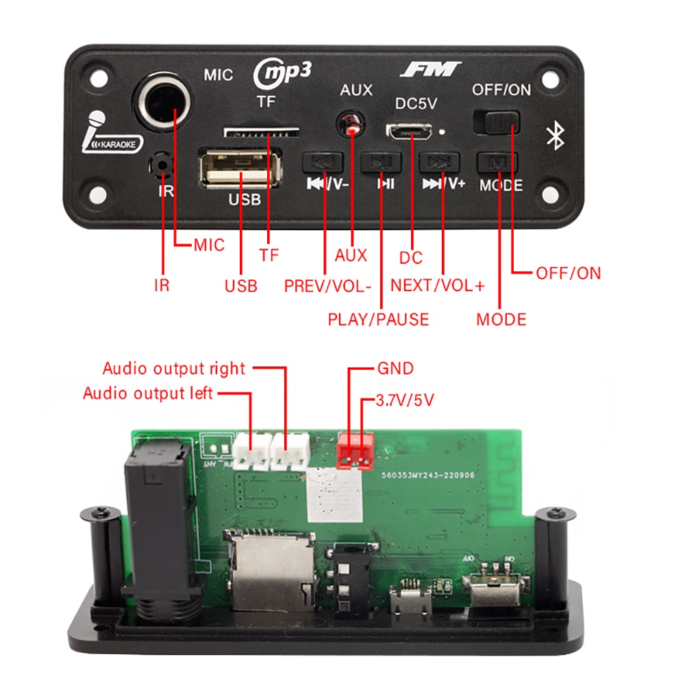 Dc Bảng Mạch Khuếch Đại Âm Thanh mp3 5v bluetooth Không Dây 6w Hỗ Trợ tf usb 3.5mm