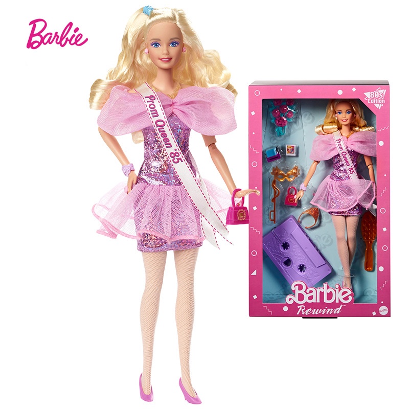 Original Barbie Doll Curly Blonde Hair 80S-Inspired Prom Night Barbie Rewind Series Prom Queen Nostalgic Collectibles an