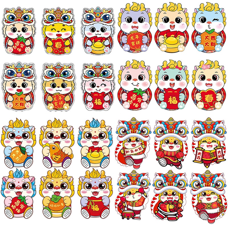 Set 6 Bao Lì Xì Hình Rồng Năm Mới 2024 cny Sáng Tạo Nhiều Màu Sắc angpao