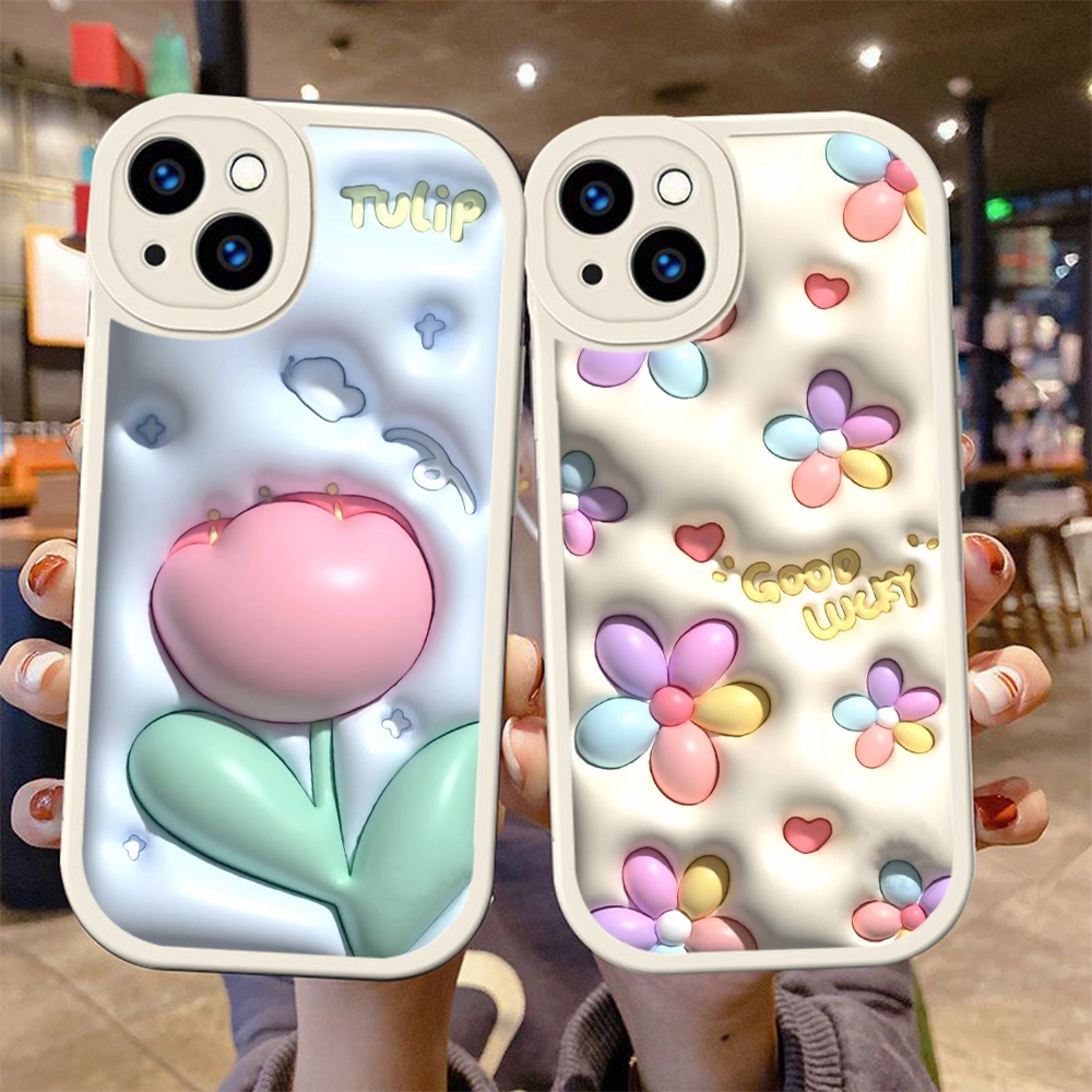 Ốp Điện Thoại Silicon Dẻo Họa Tiết Hoạt Hình Bông Hoa Xinh Xắn Cho iphone 14 plus 15 pro max ty22