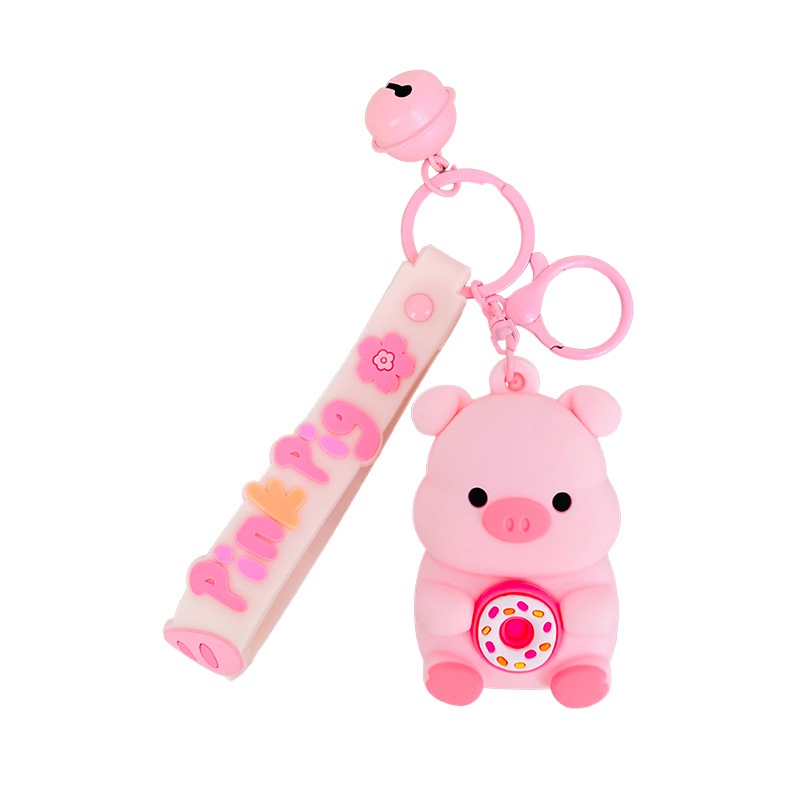 Dễ Thương Móc Khóa Silicon Hình Gấu Trúc Ăn Bánh donut / Heo Đất / Bánh donut