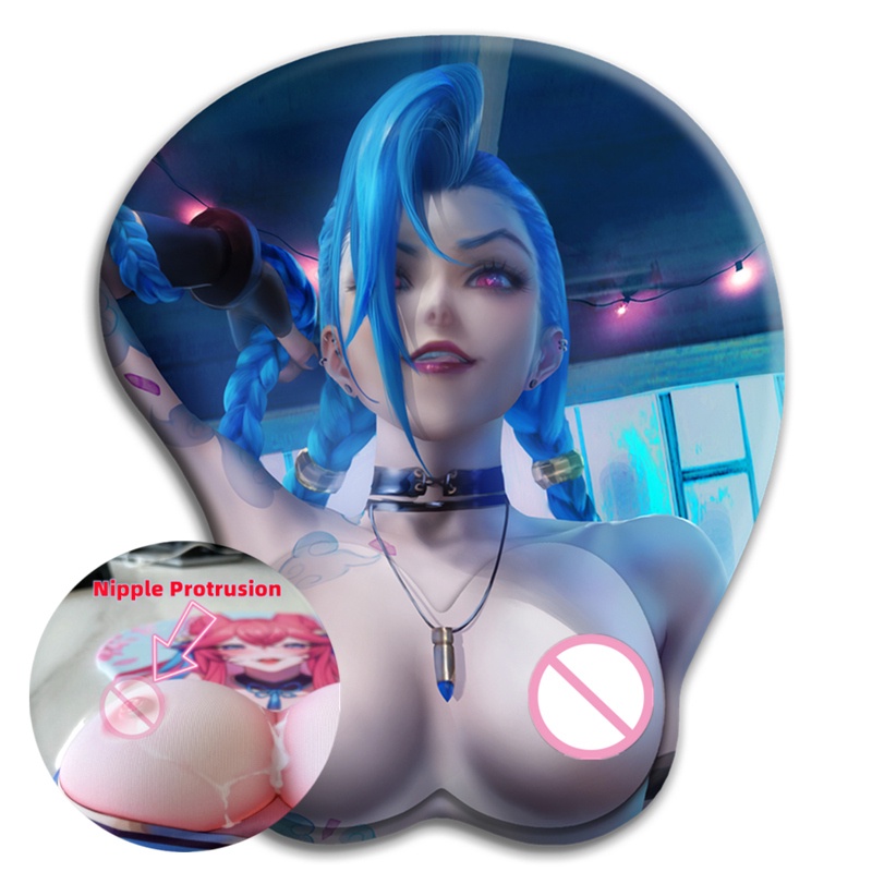 Miếng Lót Chuột Máy Tính gel Silicon gel Silicon Hình Huyền Thoại jinx 3d anime Cỡ Lớn Đáng Yêu Để Bàn oppai