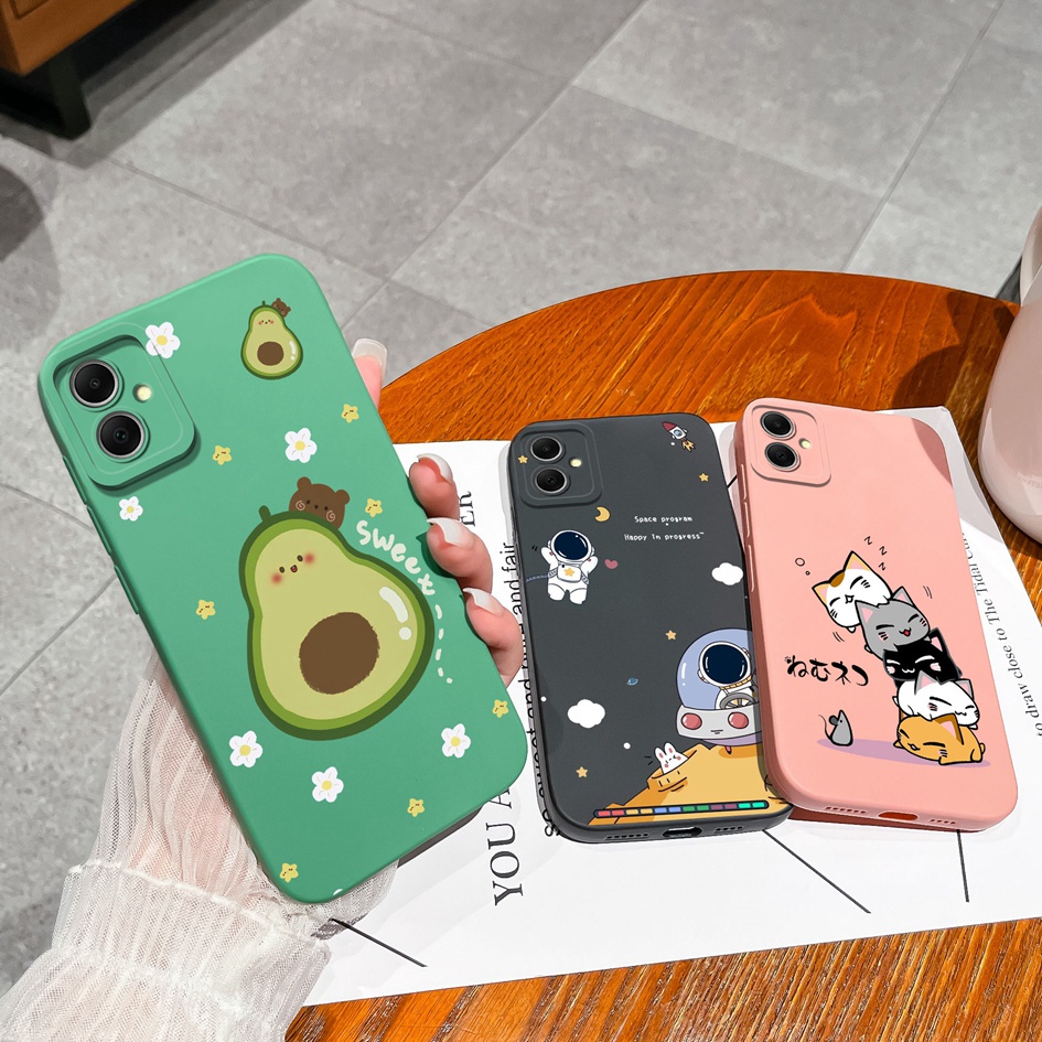 Ốp Điện Thoại Silicon Mềm Bo Viền Hình Vuông Họa Tiết Mèo Thời Trang Cho samsung galaxy a05 a05s sam