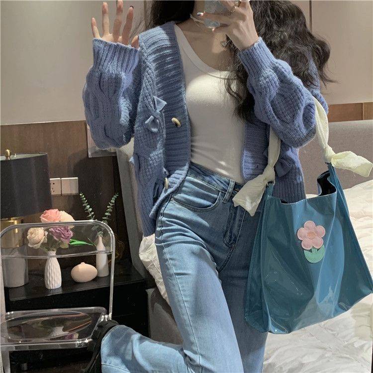 DannieWan Áo Len áo khoác cardigan áo cardigan len Thời trang hàn quốc WMY2390NW3 37Z230911