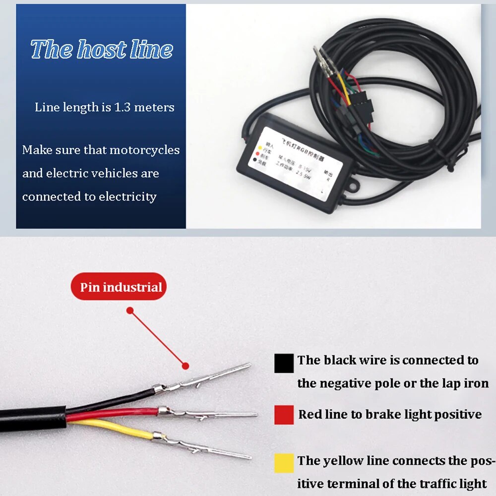 Đèn led rgb Có Dây Điều Khiển Từ Xa Chống Va Chạm An Toàn 7 Màu Sắc Dành Cho Xe Hơi Xe Máy scooter