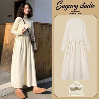 Váy Len Nữ Dáng Dài Xuân Thu Mùa Đông Phụ Nữ Phù Hợp Khí Chất Trung Bình Dài Áo Len Váy Cộng Với Kích Thước Hiển Thị