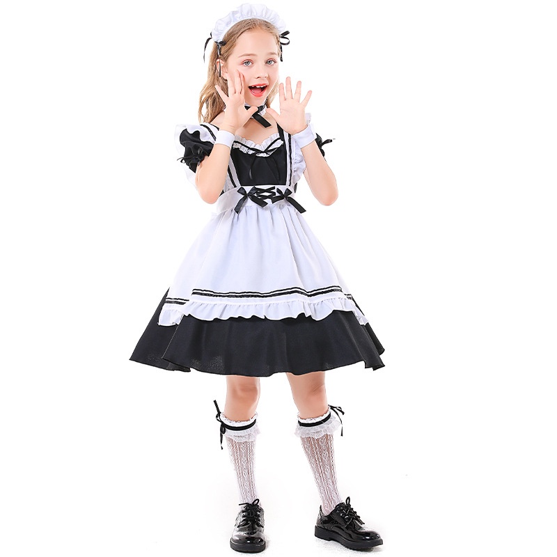 Trang Phục Hóa Trang Cô Hầu Gái Màu Trắng Đen Phong Cách lolita