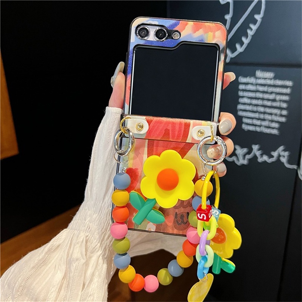 Ốp Điện Thoại Họa Tiết Hoa Dễ Thương Cho samsung galaxy z flip3 z flip4 zflip 5 Flip5