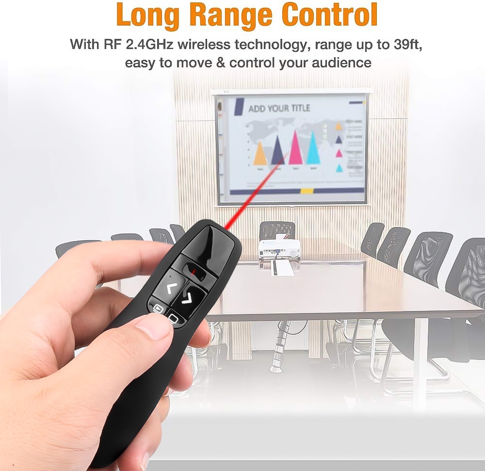 Mới Bút Thuyết Trình r400 2.4ghz usb Không Dây Có Đèn Đỏ Điều Khiển Từ Xa ppt