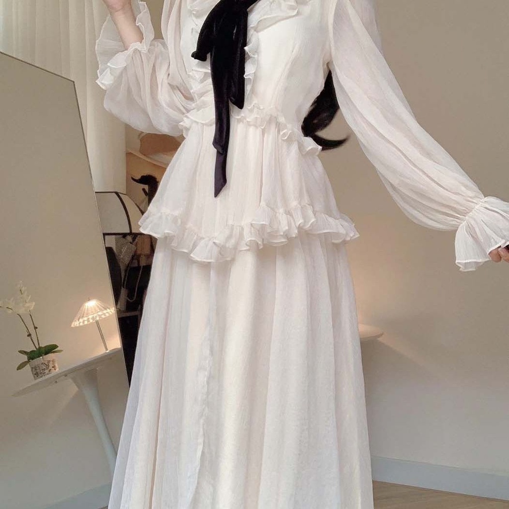 Váy hot xu hướng trong Năm Nay, Bộ Đồ Lụa Trắng Áo Sơ Mi Trắng, Váy Nửa Người dáng dài cho nữ