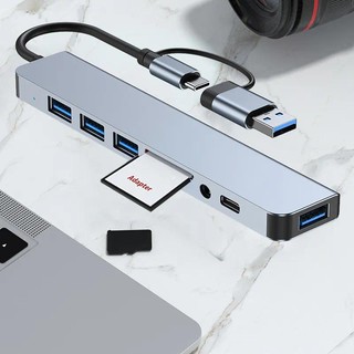 Bộ Chia 8 Cổng USB 3.0 Type C Cho Laptop Máy Tính