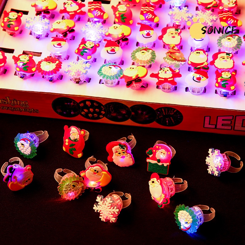 Set 1 / 50 Nhẫn Có Đèn led Phát Sáng Trang Trí Giáng Sinh