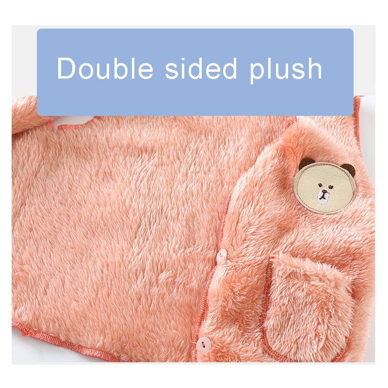 Áo Khoác Nhung Dày Hai Mặt Giữ Ấm Mùa Đông Phong Cách Hàn Quốc Cho Bé