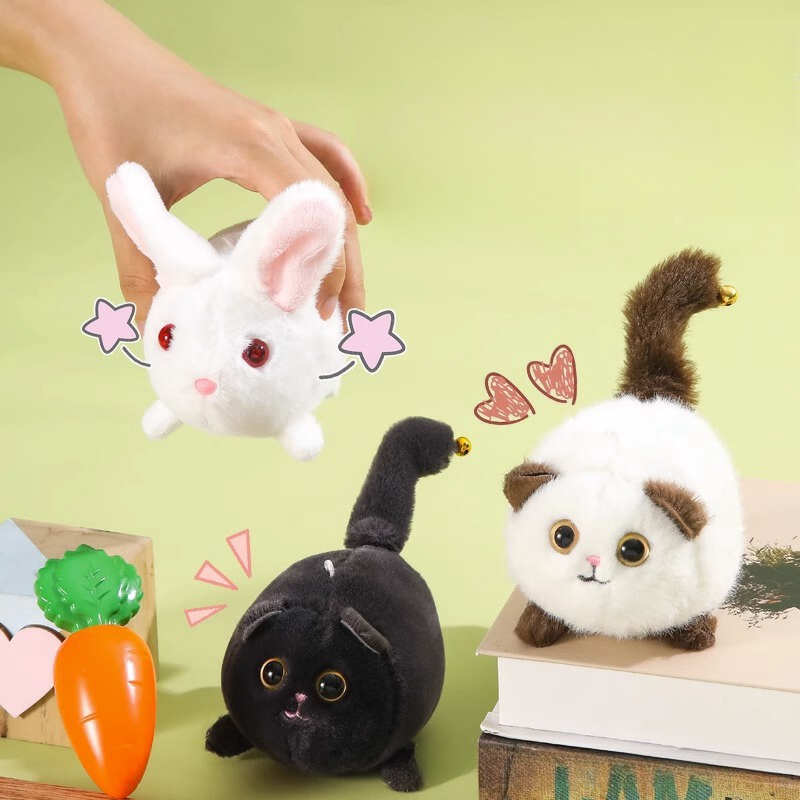 Mèo Nhồi Bông 14cm Có Chuông Và Đuôi Mềm Mại