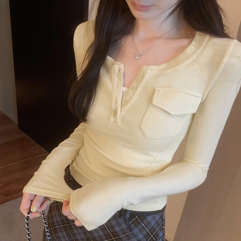Áo Thun Nữ Cổ Tròn Cài Nút 69779