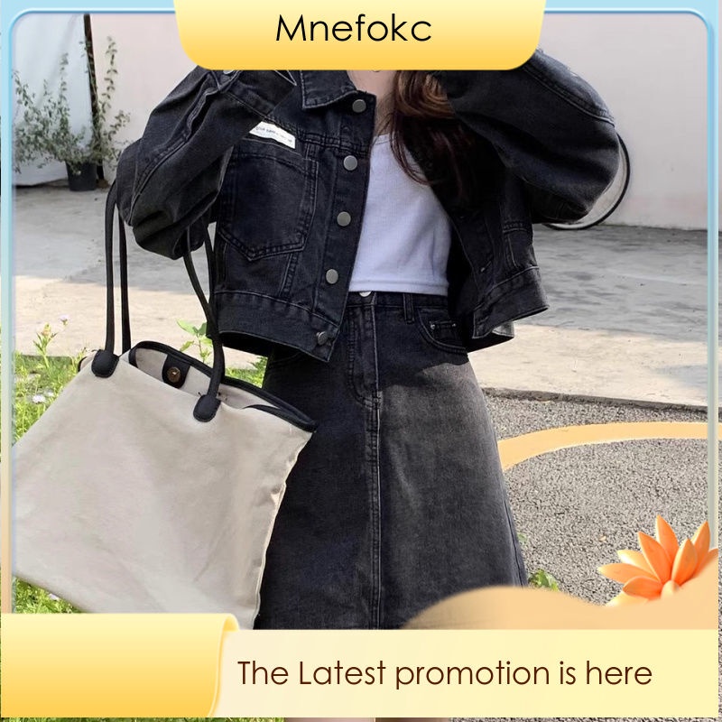Mnefokc Áo Khoác Ngắn Mùa Xuân Và Mùa Thu+Váy Nửa Người Chữ A