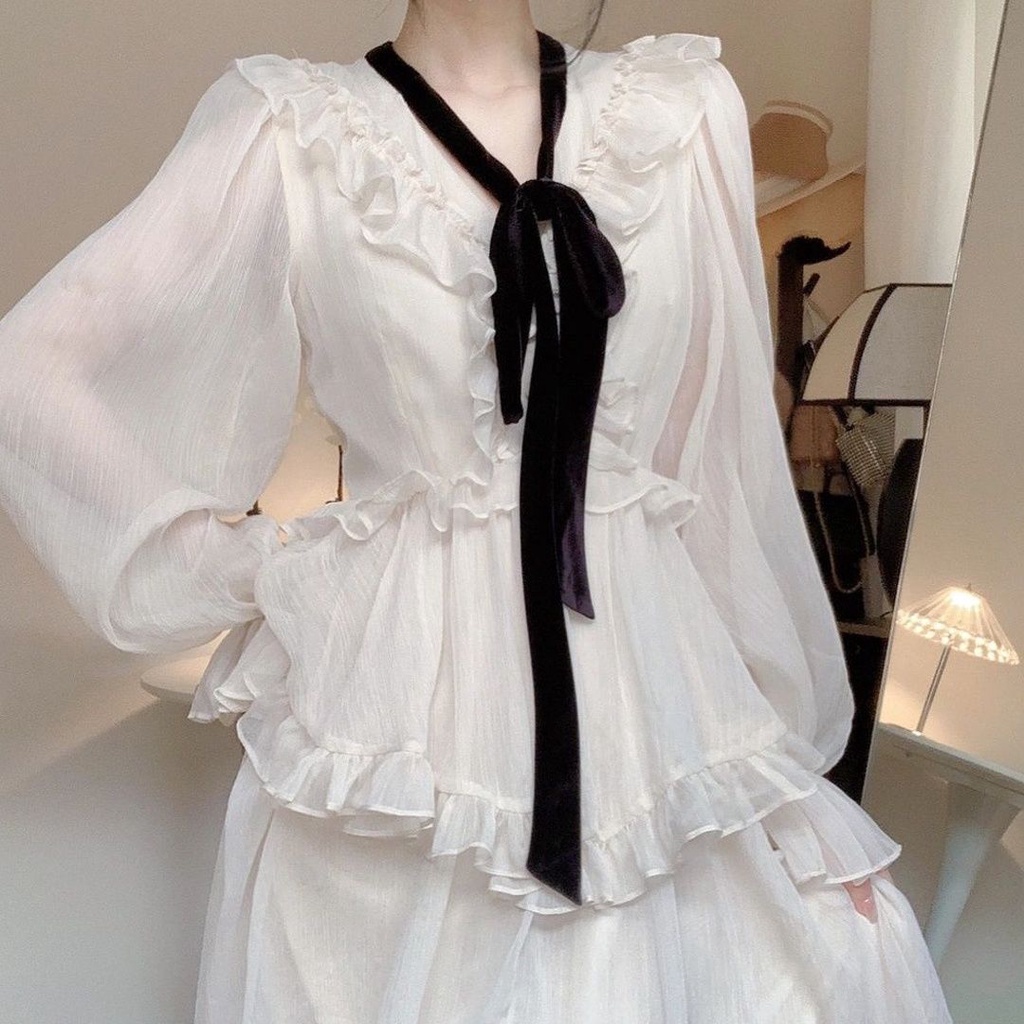 Váy hot xu hướng trong Năm Nay, Bộ Đồ Lụa Trắng Áo Sơ Mi Trắng, Váy Nửa Người dáng dài cho nữ