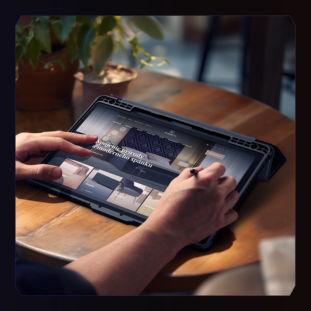 Ốp máy tính bảng NILLKIN PC cứng+da PU nắp gập chống sốc bảo vệ toàn diện 360 độ cho Samsung Galaxy Tab S9 Ultra