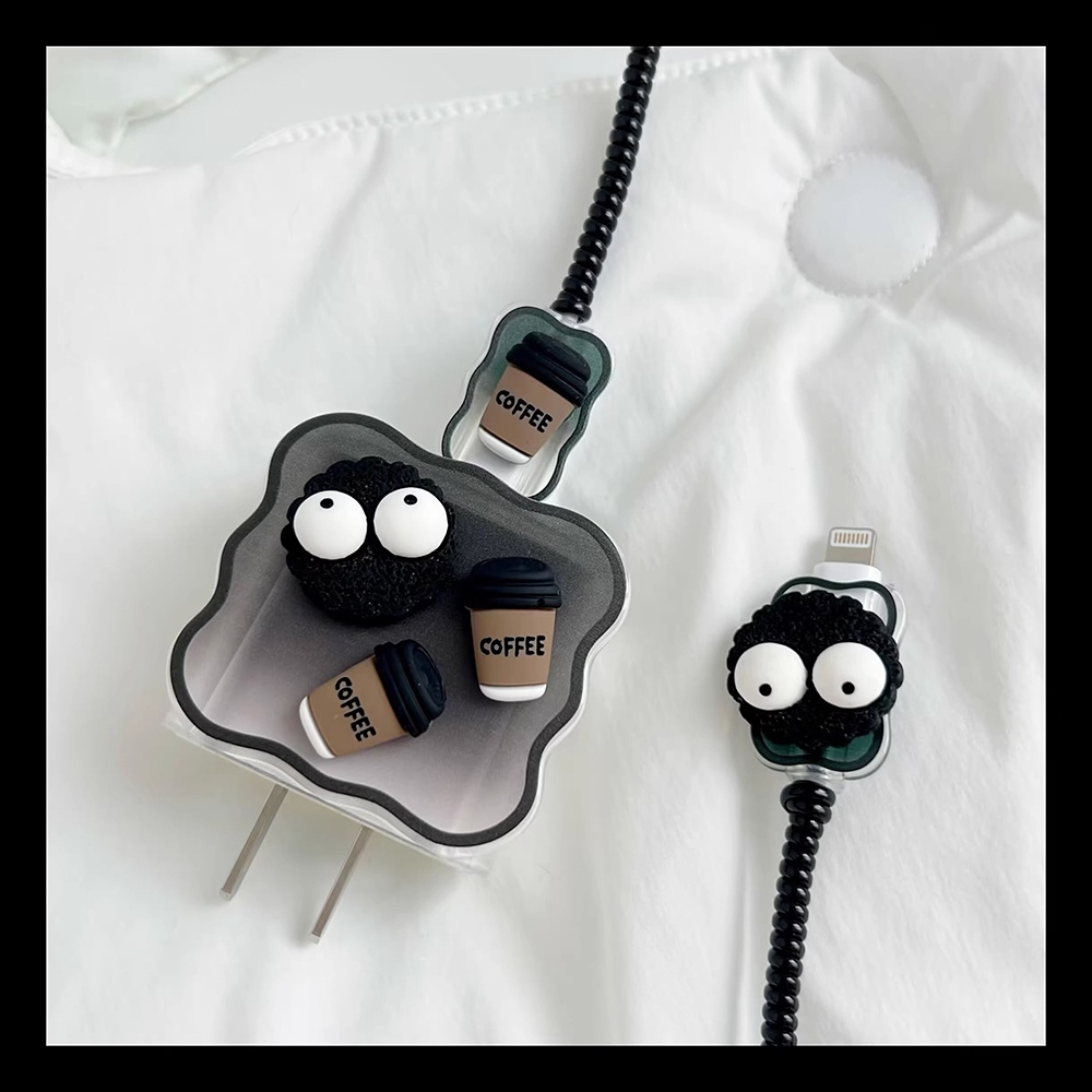 Thời Trang Vỏ Bảo Vệ Hộp Sạc Nhanh Bằng Silicon Hình Ly Cà Phê briquette Cho iphone 11 12 13 14 18w-20w