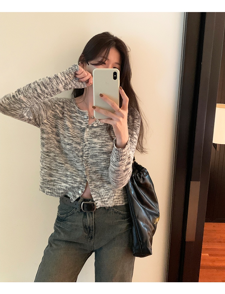 Áo cardigan Cổ Tròn Dáng Ôm Đơn Giản 68611