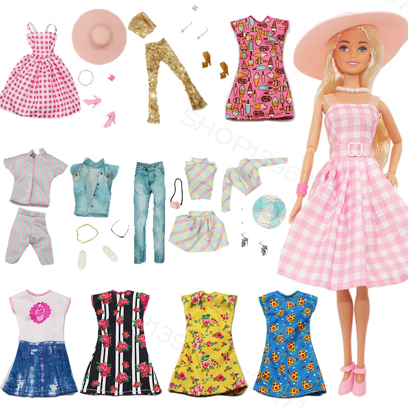 Fashion Clothing for Barbie Ken Dolls Clothes Movie Dress Up Denim Pants Set 1/6 Princess Skirts Bjd