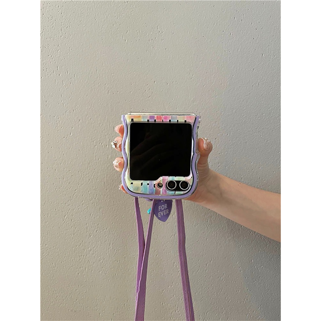 Bao Da Điện Thoại Nắp Gập Có Dây Đeo Họa Tiết Hoa Cho samsung galaxy z flip 5 5g z flip5 zflip5 z flip5 Ốp