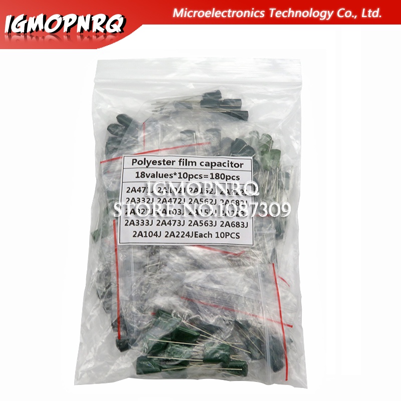 Tụ điện phim Polyester Các loại Bộ chứa 2A104J 2A332J 2A472J 2A103J 2A333J 2A473J 2A563J 2A223J 180 