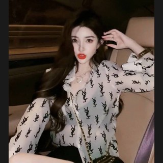 Áo sơ mi cổ chữ v phối nút thời trang mùa hè cho nữ